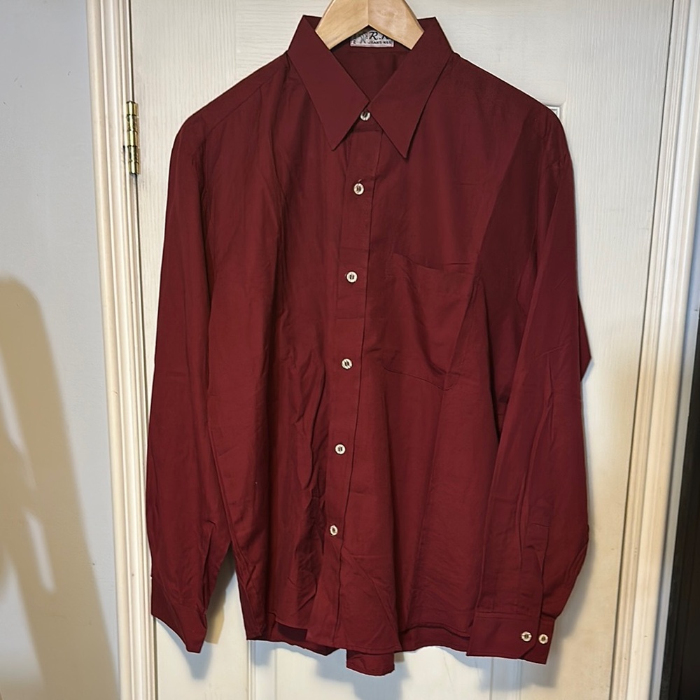Men’s R.K. Jeans Burgundy Dress Shirt Size Medium